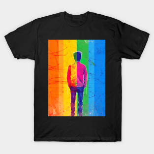 person with lgbtq+ flag T-Shirt